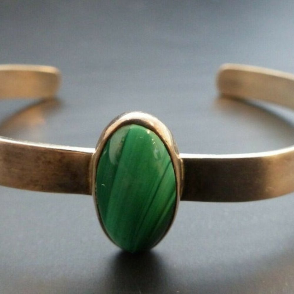 Malachite Sterling silver cuff Bracelet Modernist Sterling Silver Southwest 925